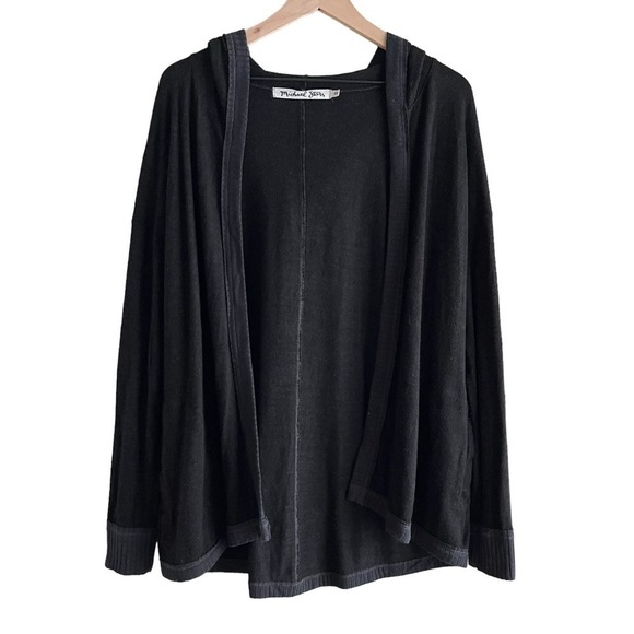 Michael Stars Hooded Open Fron Cardigan Sweater in Charcoal Gray,‎ One Size - Picture 1 of 12